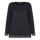 LUISA VIOLA BLACK JERSEY TOP WITH LACE HEM