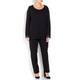 LUISA VIOLA BLACK JERSEY TOP WITH LACE HEM