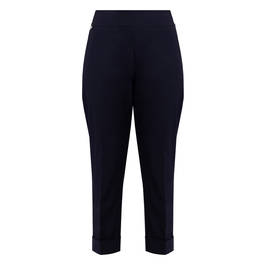 Luisa Viola Pull-On Stretch Viscose Trousers Navy  - Plus Size Collection