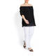 LUISA VIOLA BLACK PLISSE TUNIC BARDOT NECKLINE