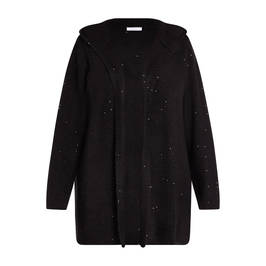 LUISA VIOLA SEQUIN HOODED CARDIGAN BLACK  - Plus Size Collection