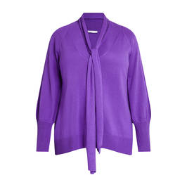 LUISA VIOLA PUSSY BOW SWEATER VIOLET - Plus Size Collection