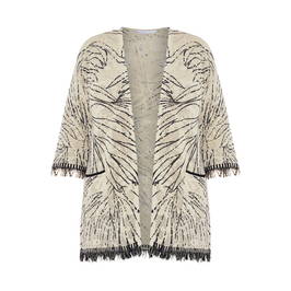 LUISA VIOLA FRINGED CARDIGAN NATURAL AND BLACK - Plus Size Collection