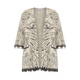 LUISA VIOLA FRINGED CARDIGAN NATURAL AND BLACK