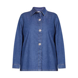 LUISA VIOLA DENIM SHIRT JEWEL BUTTONS - Plus Size Collection