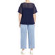 LUISA VIOLA COTTON AND JERSEY TOP NAVY 