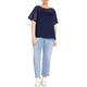LUISA VIOLA COTTON AND JERSEY TOP NAVY 