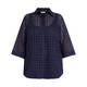 LUISA VIOLA COTTON BRODERIE ANGLAISE SHIRT NAVY