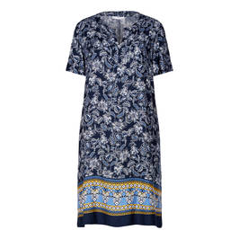 LUISA VIOLA PAISLEY BORDER PRINT DRESS BLUE - Plus Size Collection