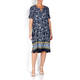 LUISA VIOLA PAISLEY BORDER PRINT DRESS BLUE