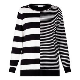 LUISA VIOLA STRIPE KNITTED TUNIC BLACK AND WHITE  - Plus Size Collection