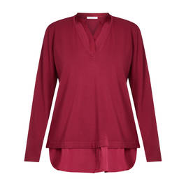 LUISA VIOLA KNITTED TUNIC WITH SATIN INSERT WINE - Plus Size Collection