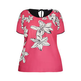 LUISA VIOLA LILY PRINT TOP PINK  - Plus Size Collection