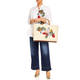 Marina Rinaldi Applique Cotton Tote With Bamboo Handles