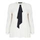 MARINA RINALDI CREAM BLOUSE WITH NAVY RUFFLE 