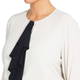 MARINA RINALDI CREAM BLOUSE WITH NAVY RUFFLE 