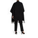 MARINA RINALDI WOOL FRINGED CAPE BLACK