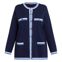 Marina Rinaldi Cotton Blend Cardigan Navy - Plus Size Collection