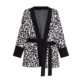 Marina Rinaldi Leopard Print Intarsia Cardigan Black and White  - Plus Size Collection