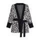 Marina Rinaldi Leopard Print Intarsia Cardigan Black and White 