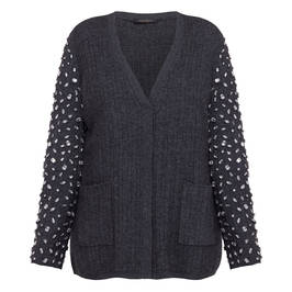 Marina Rinaldi Jewel Embellished Cardigan Grey - Plus Size Collection
