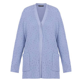 Marina Rinaldi Jewel Embellished Ribbed Cardigan Pale Blue - Plus Size Collection