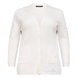 Marina Rinaldi Embellished Cotton Cardigan White - Plus Size Collection