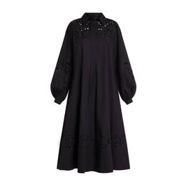 MARINA RINALDI EMBROIDERED COTTON DRESS BLACK - Plus Size Collection