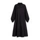 MARINA RINALDI EMBROIDERED COTTON DRESS BLACK