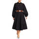 MARINA RINALDI EMBROIDERED COTTON DRESS BLACK