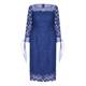 MARINA RINALDI blue LACE DRESS WITH CHIFFON CUFF