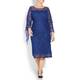 MARINA RINALDI blue LACE DRESS WITH CHIFFON CUFF