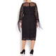 MARINA RINALDI BLACK LACE DRESS WITH CHIFFON CUFF