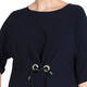 MARINA RINALDI NAVY TRIACETATE EYELET FRONT TIE DRESS