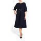 MARINA RINALDI NAVY TRIACETATE EYELET FRONT TIE DRESS