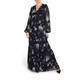 MARINA RINALDI PRINTED GOWN WITH JEWEL EMBELLISHMENT
