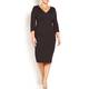 Marina Rinaldi black fitted jersey crepe DRESS