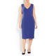 MARINA RINALDI V-NECK SHEATH DRESS SAPPHIRE WITH OPTIONAL SLEEVES