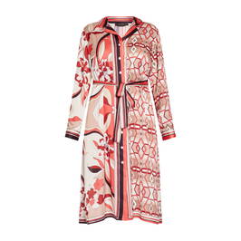 Marina Rinaldi Scarf Print Shirt Dress Red  - Plus Size Collection