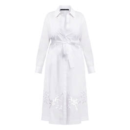 Marina Rinaldi Embroidered Cotton Poplin Shirt Dress White  - Plus Size Collection