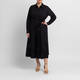 Marina Rinaldi Embroidered Cotton Poplin Shirt Dress Black