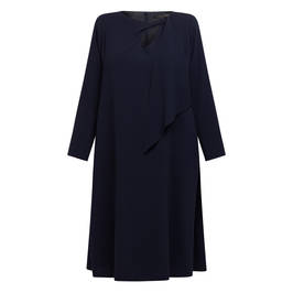 Marina Rinaldi Triacetate Keyhole Dress Navy  - Plus Size Collection