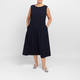 Marina Rinaldi Triacetate Cady Dress with Optional Sleeves Navy