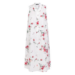 Marina Rinaldi Floral Cotton Poplin Dress with Optional Sleeve White  - Plus Size Collection