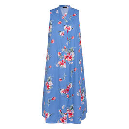 Marina Rinaldi Floral Cotton Poplin Dress with Optional Sleeve Blue  - Plus Size Collection
