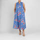 Marina Rinaldi Floral Cotton Poplin Dress with Optional Sleeve Blue 