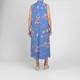 Marina Rinaldi Floral Cotton Poplin Dress with Optional Sleeve Blue 