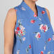 Marina Rinaldi Floral Cotton Poplin Dress with Optional Sleeve Blue 