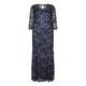 MARINA RINALDI LACE GOWN WITH FLORAL APPLIQUES 