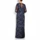 MARINA RINALDI LACE GOWN WITH FLORAL APPLIQUES 